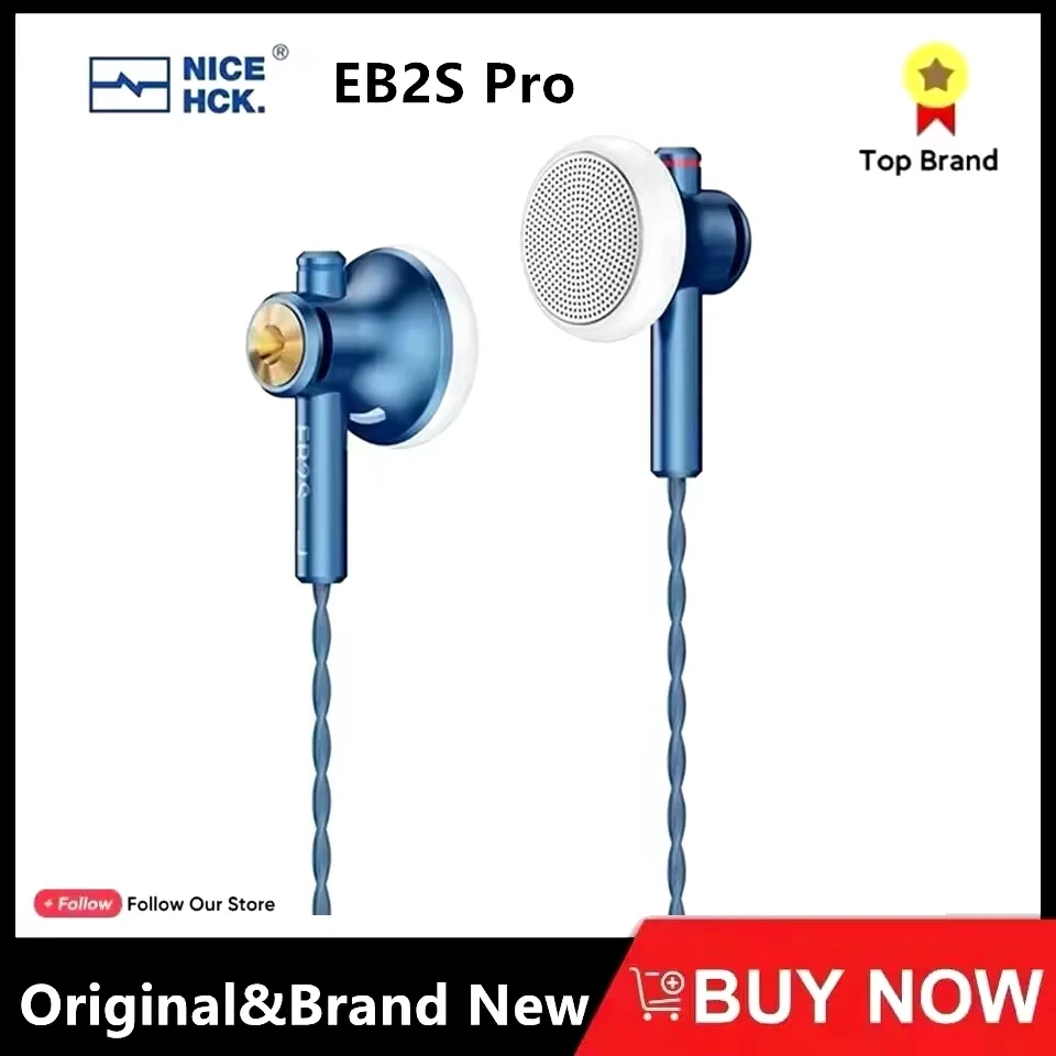 NiceHCK EB2S PRO HIFI Wired Microphone Earphone 15.4mm Dynamic Unit Earbud Bass Headset With Silver Plated OCC Mixed Cable IEM