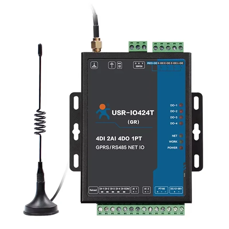 USR-IO424T-GR 4-Channel GPRS/GSM Network IO Relay with 12V-36V Voltage Master/Slave Modes 2-Year Warranty