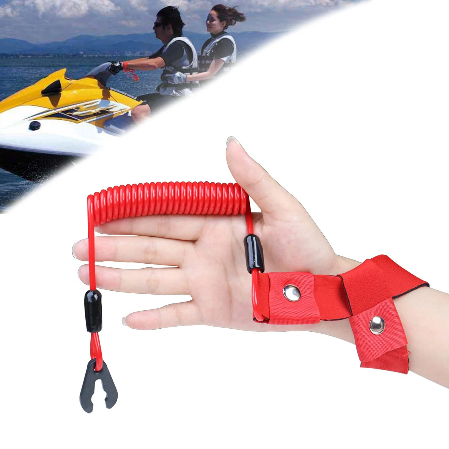 1pcs Boat Kill Switch Lanyard Suit Jet Ski, Marine Outboard Motor Engine Cut Off Stop Tether Wrist Strap