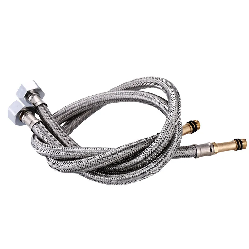 2pcs 60/80cm Bathroom Kitchen Faucet Connector Braided Supply Hose Stainless Steel Basin Tap Hot And Cold Water Inlet Pipe G1/2