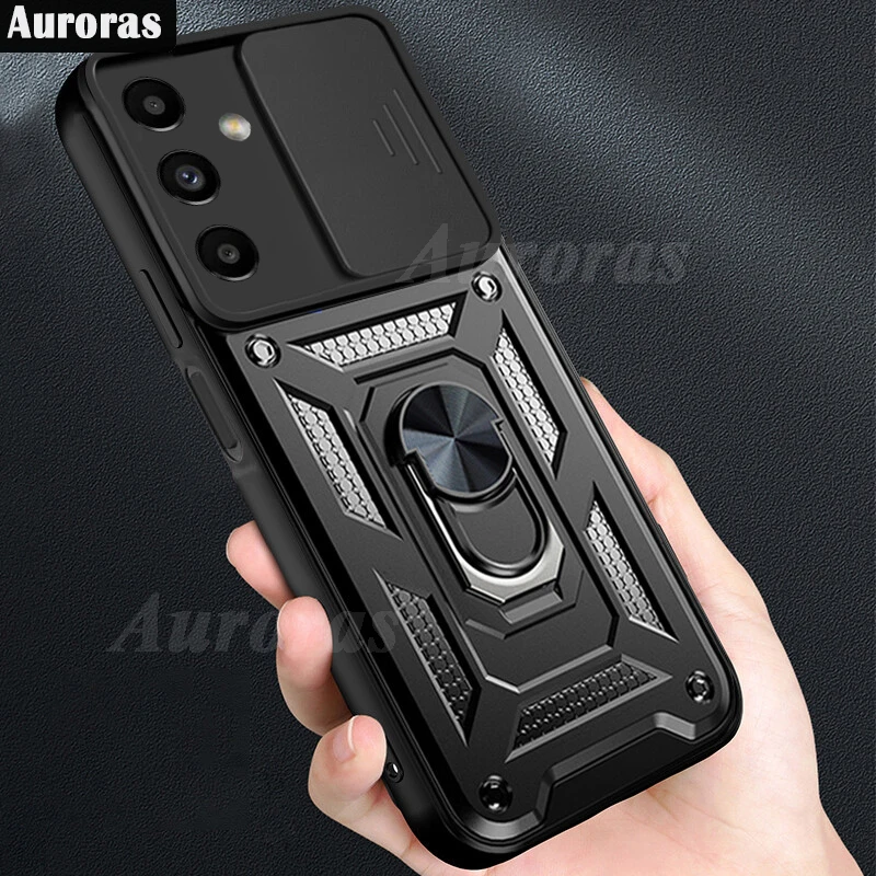 Auroras sarung Samsung Galaxy A15 4G 5G, sarung cincin jari geser lensa jendela anti Guncang untuk Samsung A25 A05 A05S