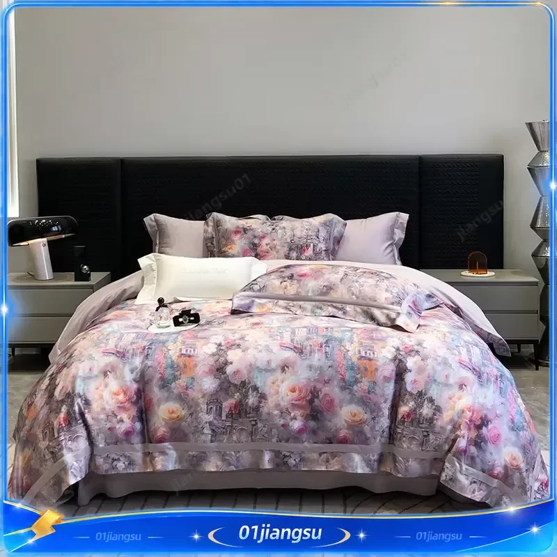 Svetanya Digital Print Bedding Set Egyptian Cotton Bed Linens Sheet Pillowcase Duvet Cover Set Home Textile Bedroom Decor