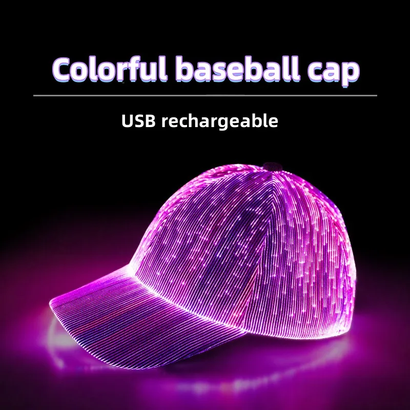 Luminous Hat LED Fiber Optic Noctilucent Caps Trendy New Colorful Starry Sky Baseball Hat Bar Hip Hop Couple Flash Cap кепка