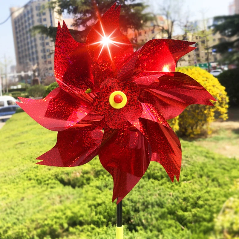 

Reflective Bird Repeller Pinwheel Scarecrow Spinner with Laser Deterrent Sparkly Windmill for Garden/Yard Protection Outdoor New