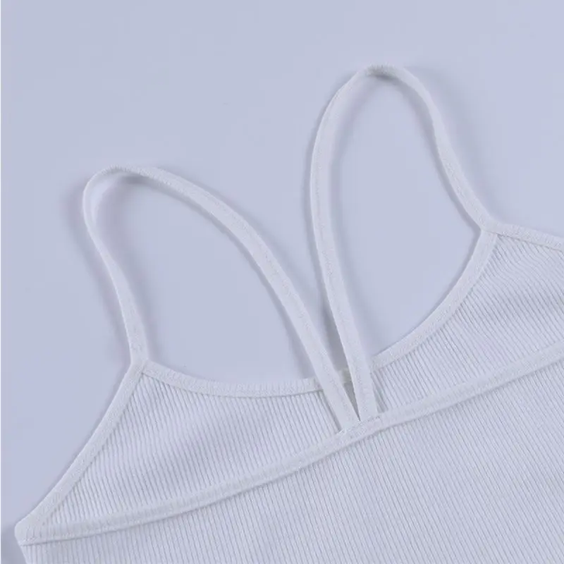 94% Cotton Summer Tank Tops Women Knitted Sexy Sleevless Back Cross Black White Crop Tops Streetwear Slimming Sports Vest