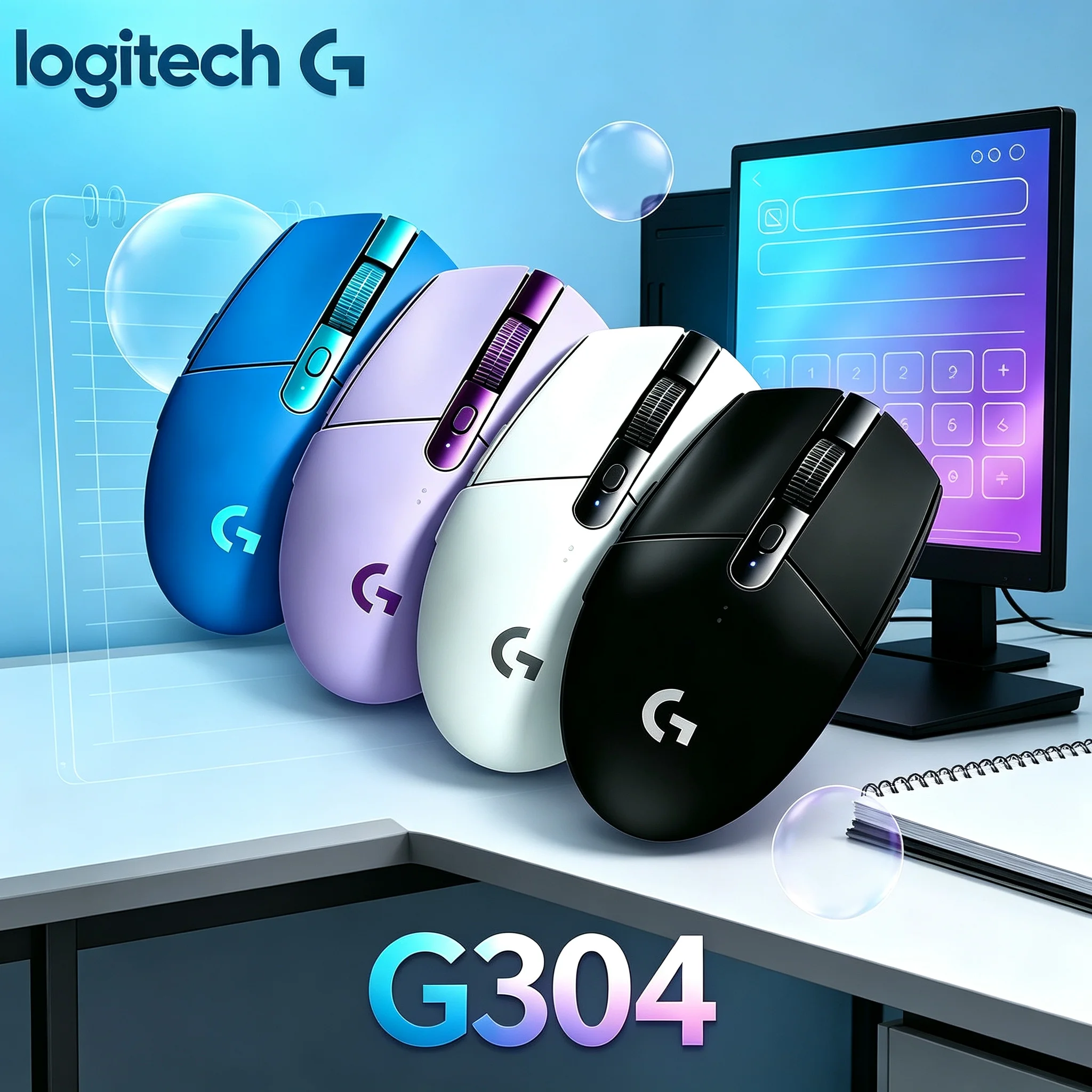 Durable Logitech G304 Wireless Gaming Mouse Long Battery Life Comfort Grip for Office Business Use and Home Casual Computer Gami