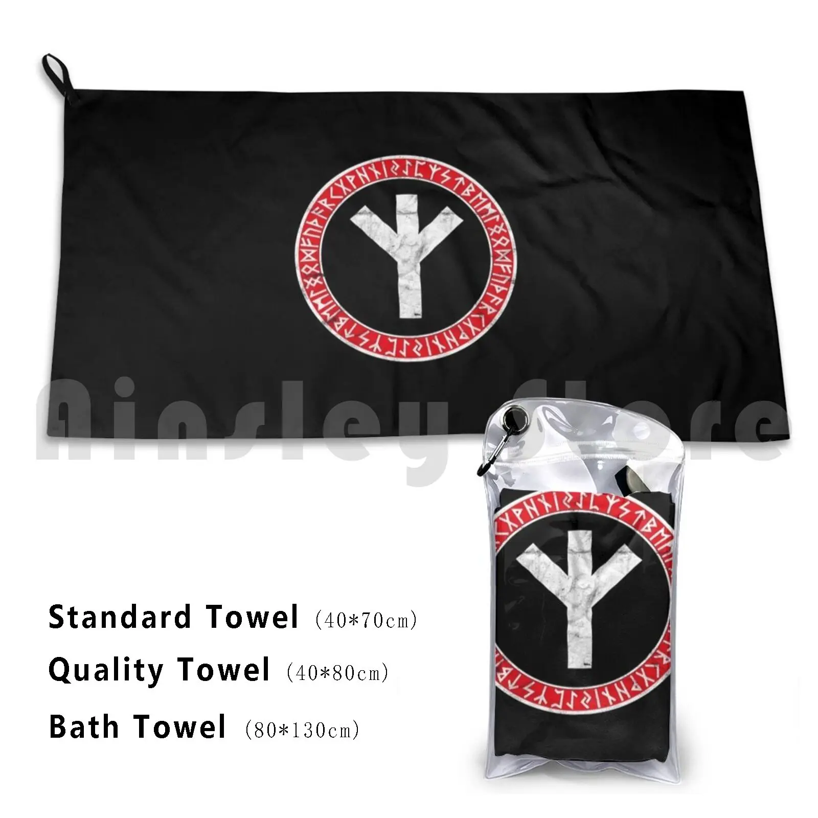 

Viking Rune Man Elhaz Algiz Elk Germanic Norse Wotan Odin Design Custom Towel Bath Towel Runes Valhalla