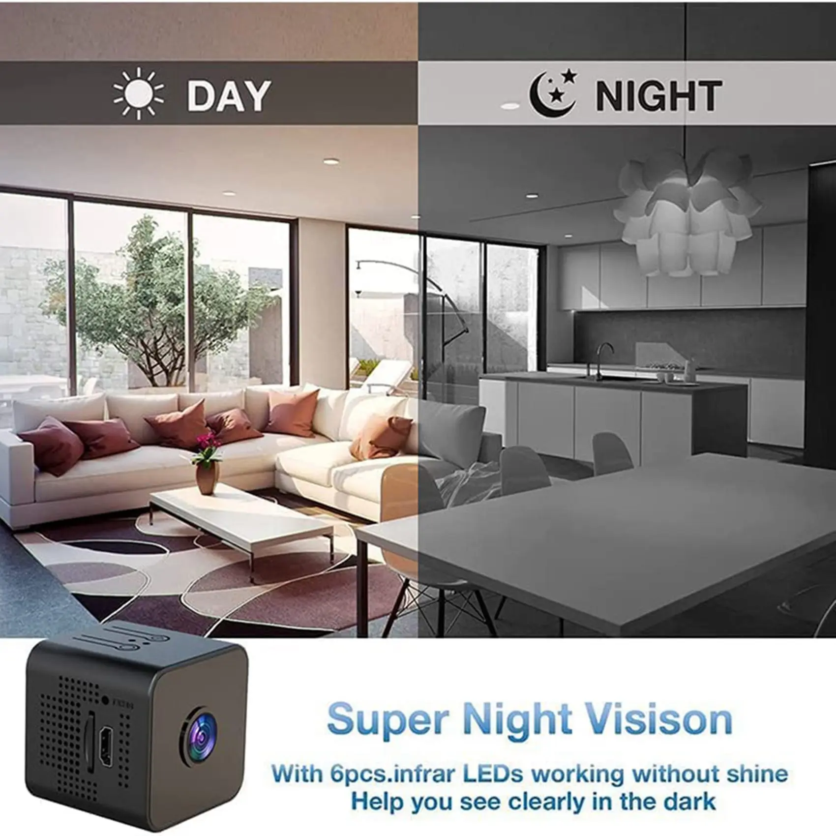 CJSD-2X 1080P Wifi Camera Motion Sound Detector For Home Office,Indoor Night Vision Camera Car Cameras For Surveillance