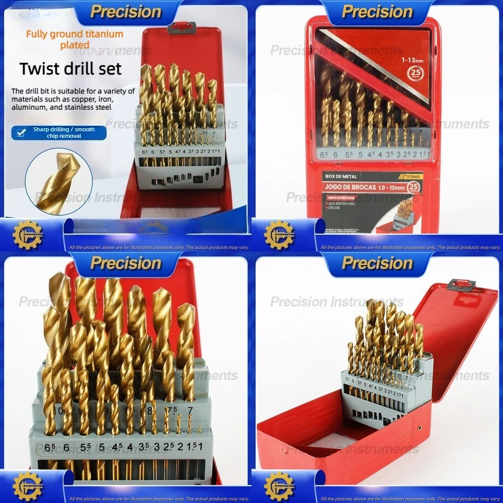 2026 HSS Titanium Coated Twist Drill Bits Set Precision Ground High Speed Steel Drill for Metal Wood Drilling Tools