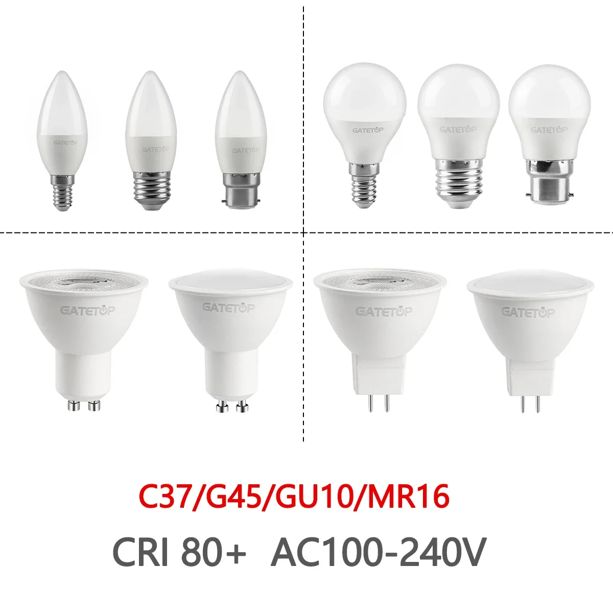 

30pcs GU10 G45 C37 3W 9W LED Bulb Lamps Spotligt E27 E14 B22 screw socket AC220V 110V Light Bulb,for Indoor kitchen living room