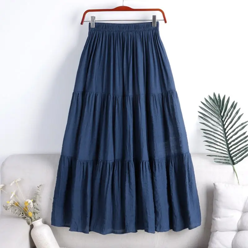 

2023 New autumn winter women Solid color skirt High Waist female casual Medium long skirts