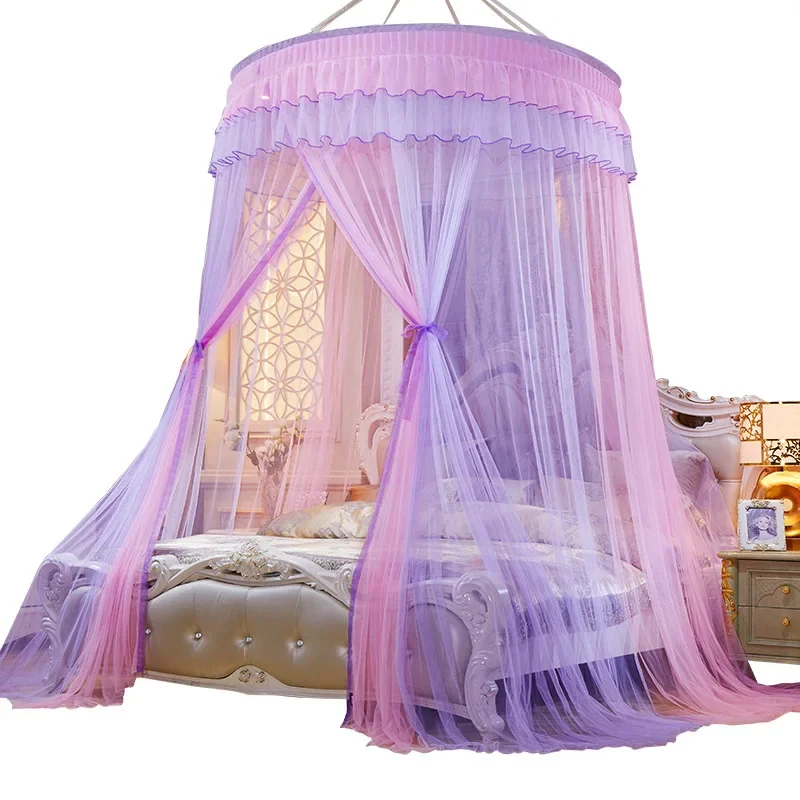 

Hanging Dome Princess Mosquito Net Free Installation Bed Mantle European Wire Floor Mosquito Net 1.2 Adults