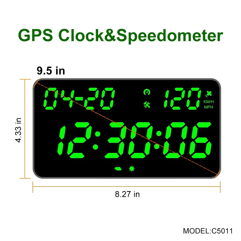 عداد السرعة الرقمي GPS مقاس 9.5 بوصة للسيارات والشاحنات - شاشة لوحة القيادة HUD مع تنبيه السرعة وتذكير التعب #2