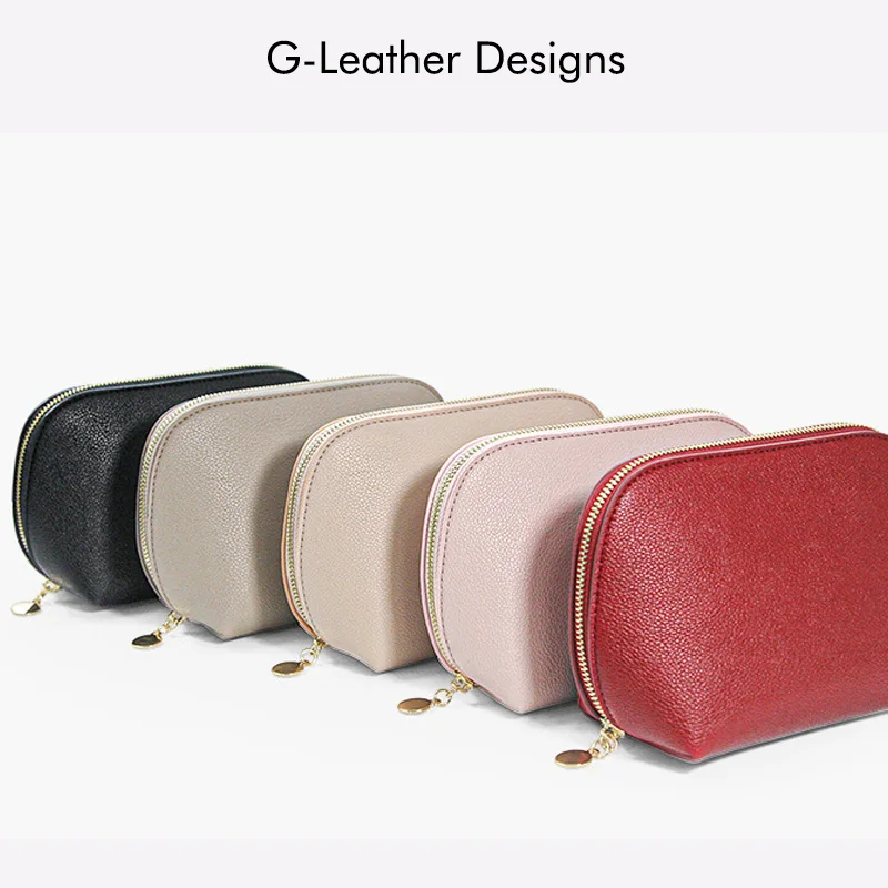 Vegan Leather Cosmetic Bag Toiletry Storage Bag PU Leather Travel Organizer Bag MakeUp Bag Free Custom Initials Name