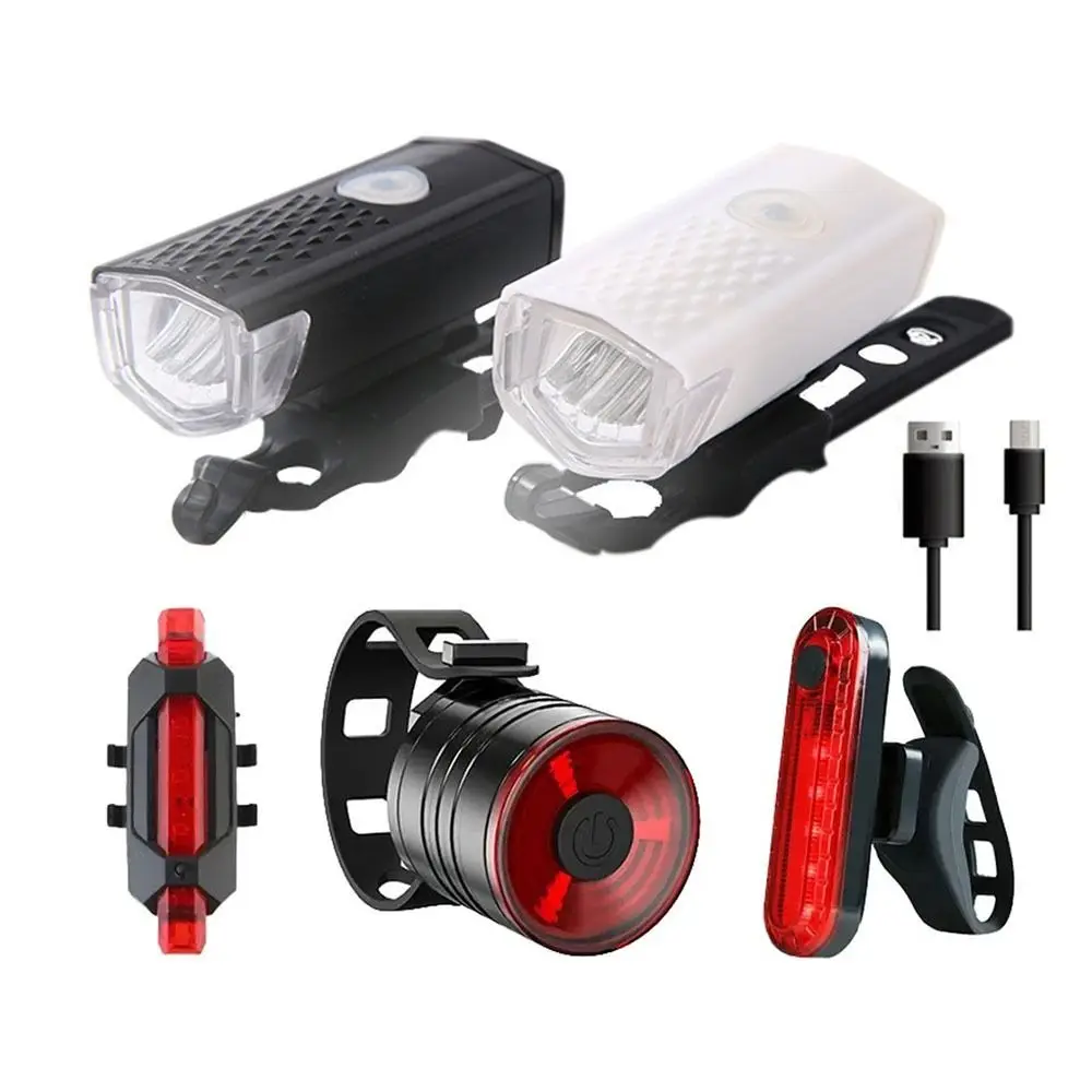 2 unids/set luces de bicicleta recargables por USB impermeables 3 modos de iluminación faro de bicicleta juego de luces traseras accesorios de bicicleta fáciles de instalar