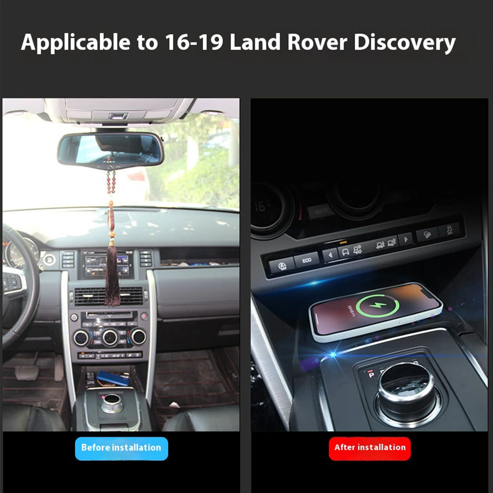 2 Din for Land rover Discovery Sport 2016-2019 Car Wireless Mobile Phone Charger Center Console Storage fast charge plate holder