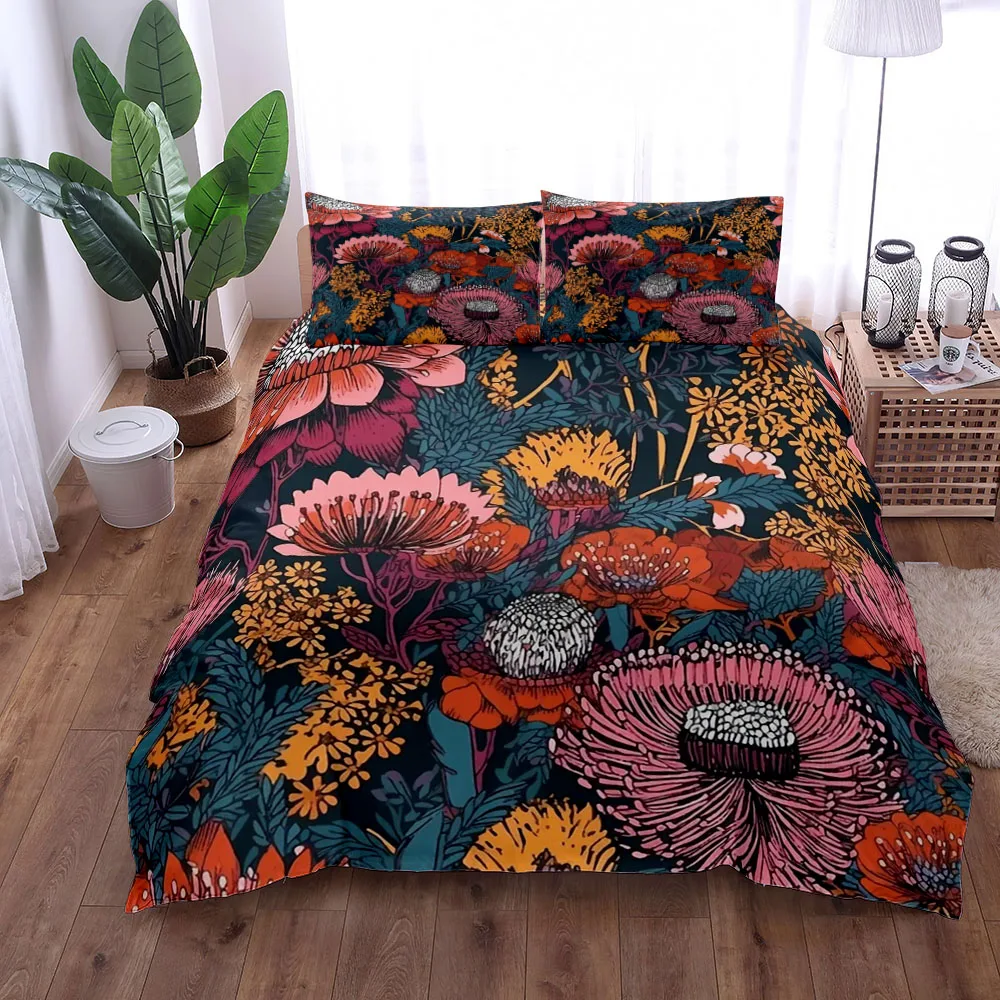 Imagem -02 - Conjunto de Roupa de Cama Vintage Celestial Floral Moon Capa de Edredão Rei Rainha Duplo Completo Twin Tamanho Único