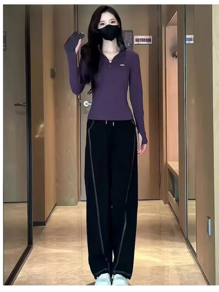 

Новинка лета 2025 года, модный повседневный комплект для бега, комплект из двух предметов с высокой талией для похудения, спортивная одежда для женщин