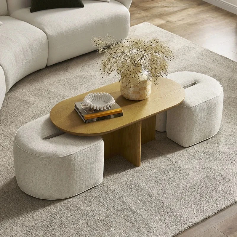 solid wood coffee table Nordic log style homestay coffee table Simple creative tea table Sofa stool