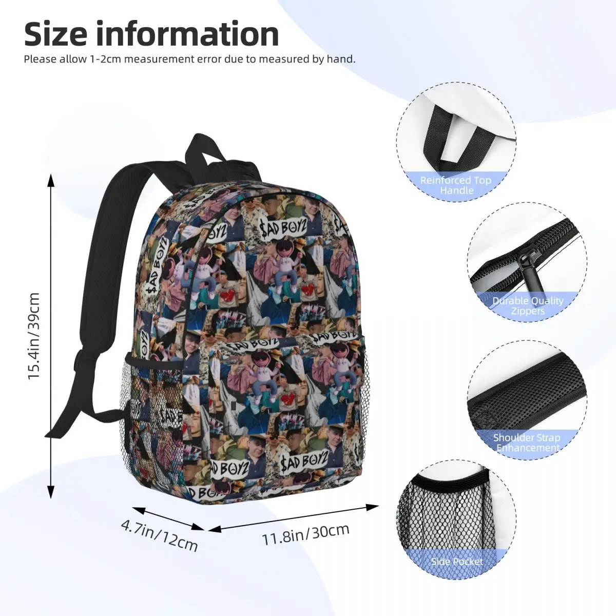 Junior H Merch Sad Boyz Backpack Student Boys Girls BookBag Men Women School Bag Computer Shoulder Bags