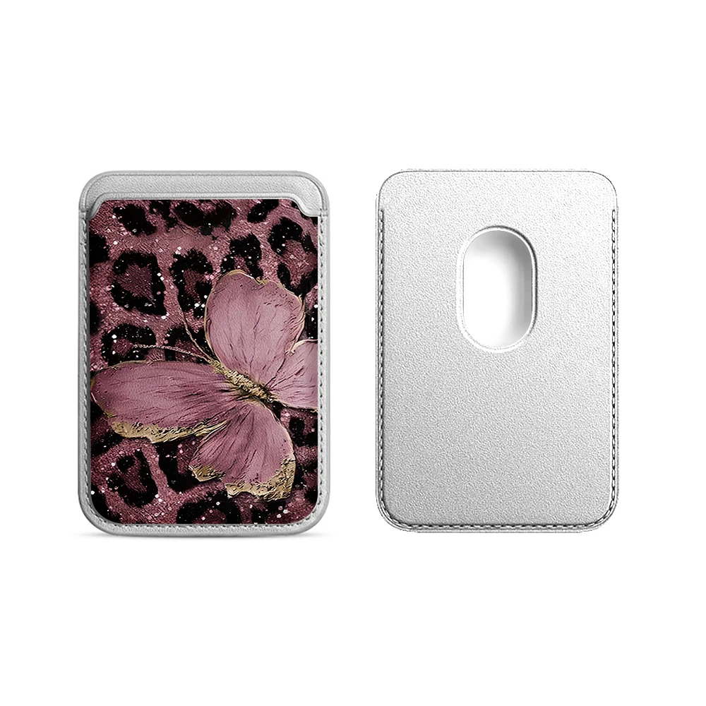Leoparden-Schmetterling Leder-Kartenetui Handyhülle Kartenhalter für Magnetische Hülle Geeignet für alle iPhones mit Magsafe-Kartenfunktion – Detail 18