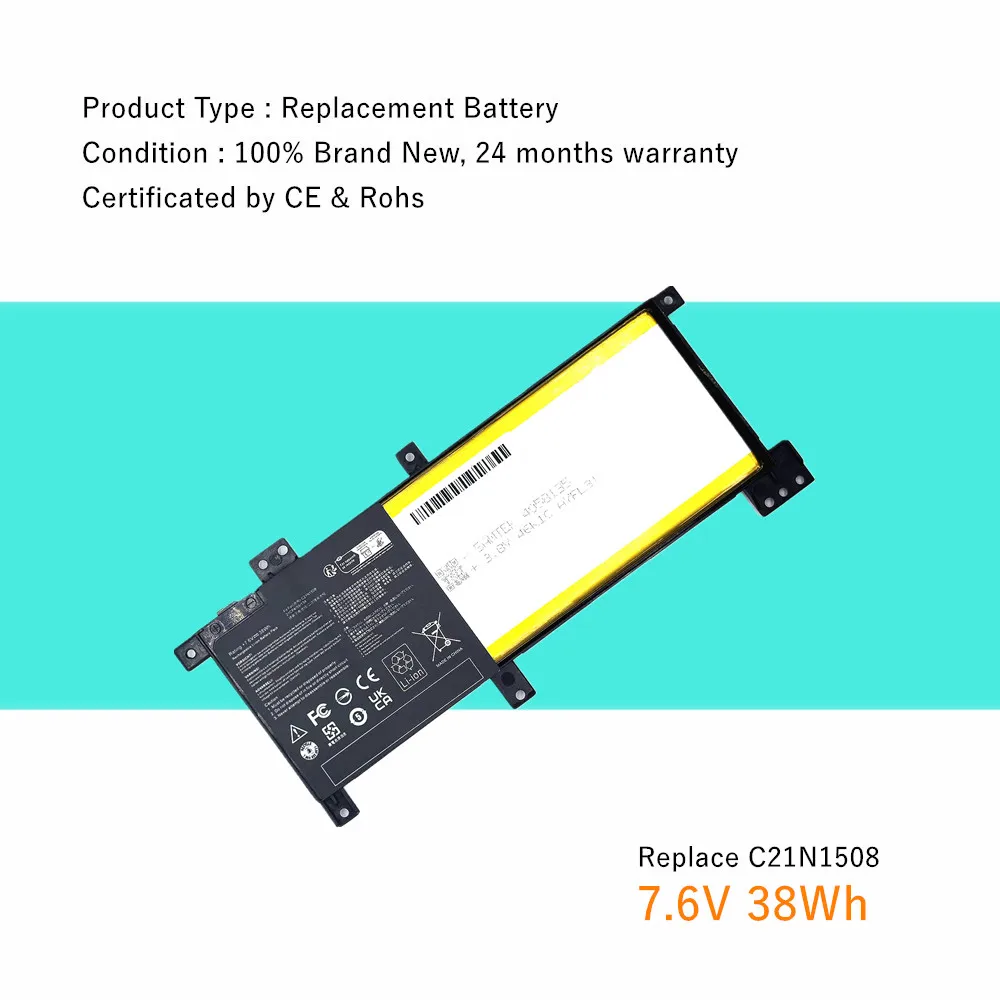 7.6V 38Wh C21N1508 Laptop Battery for Asus F456UV X456U R457U X456UA K456U X456UB A456U X456UF X456UJ F456U X456UR X456UV
