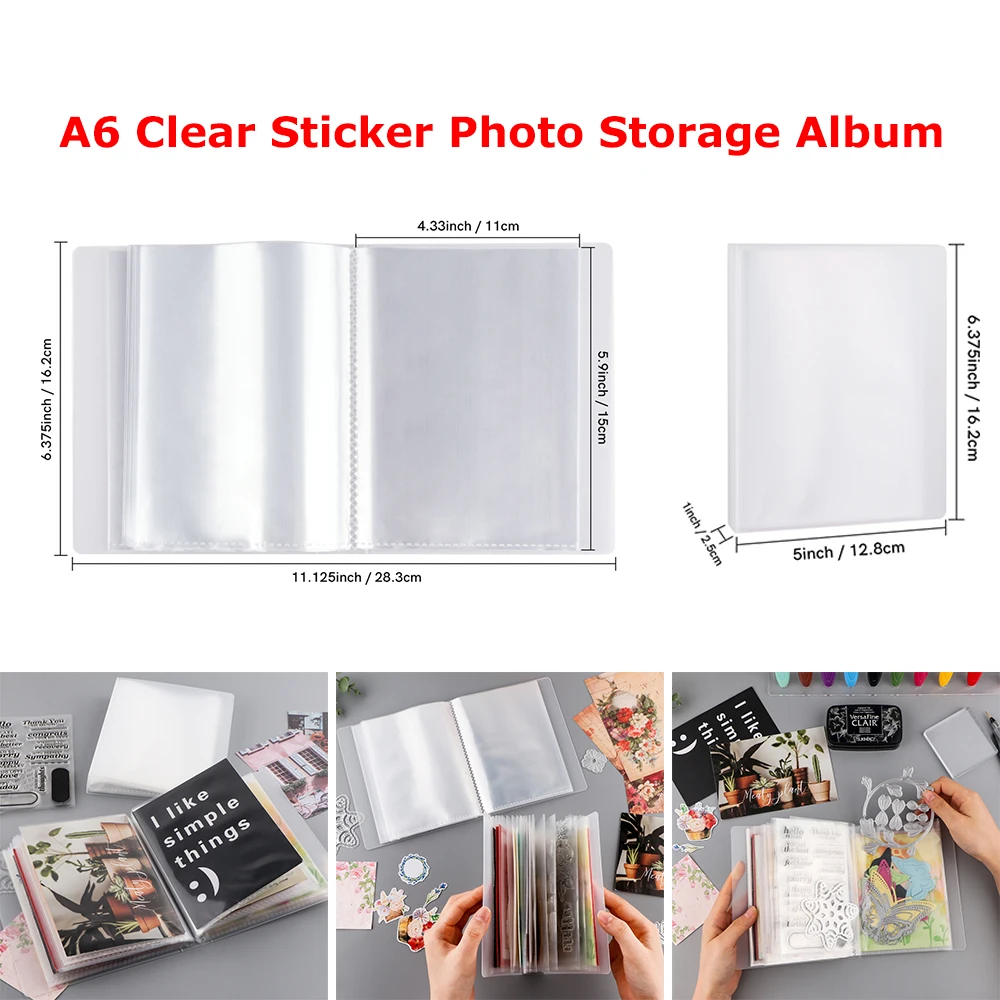 

A6 Stamp Cutting Dies Storage Book Organizer Folder Clear Sticker Photo Storage Album 40 Pages Inner Pockets for DIY Storage