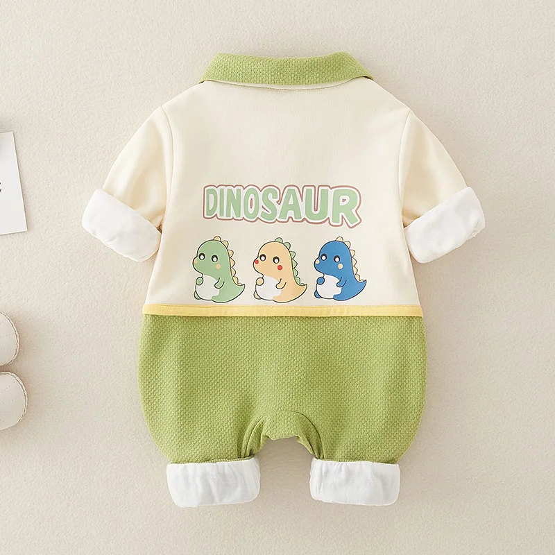 Roupa de bebê recém-nascido coleção outono longo sve macacão dupla camada puro algodão ao ar livre terno adere design dos desenhos animados na moda