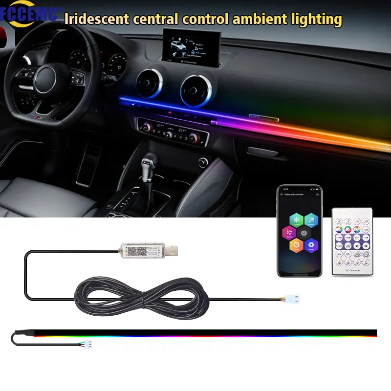 Lámparas decorativas para Interior de coche RGB, USB, tiras, lámpara de ambiente, tragaluz, luz ambiental, aplicación remota, Control, lámpara de ambiente Universal