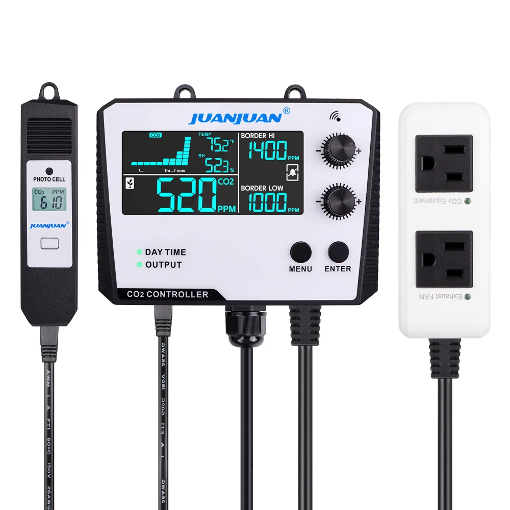Digitale CO2 Controller Luchtkwaliteit Monitor 0 ~ 5000ppm CO2 Concentratie Detector Kooldioxide Regulator voor Plant Kas - afbeelding 2