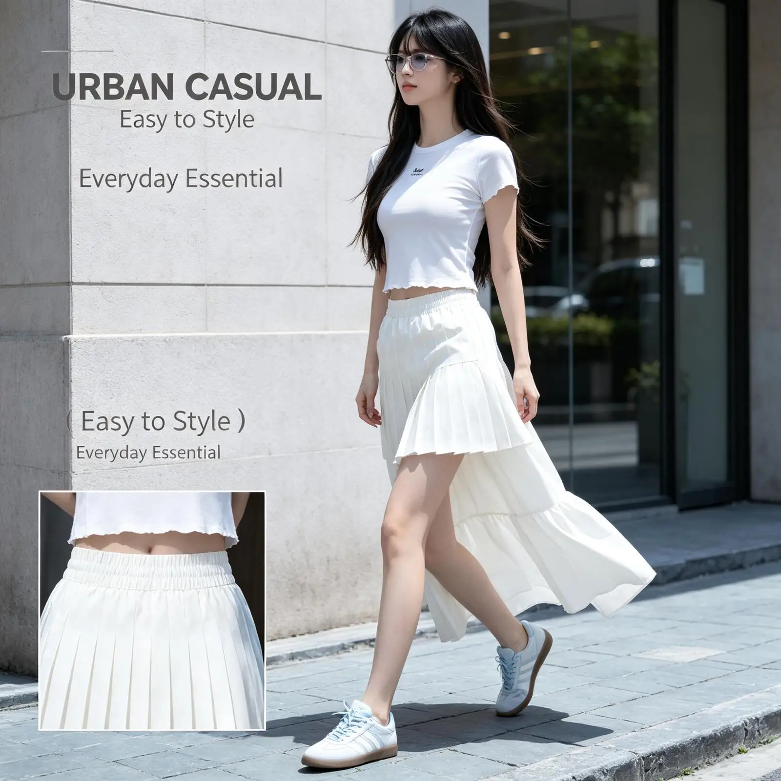2026 Hot Adidas Women White High Waist Pleated Mini Skirt A-Line Tennis Skirt Casual Sport Streetwear