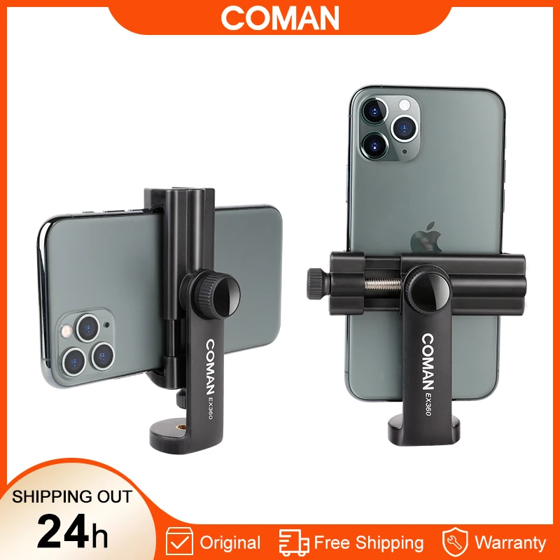 

COMAN EX360 Phone Clip Tripod Mount Holder For iPhone Samsung Huawei With Cold Shoe 1/4" Screw Hole For Fill Light Micphone