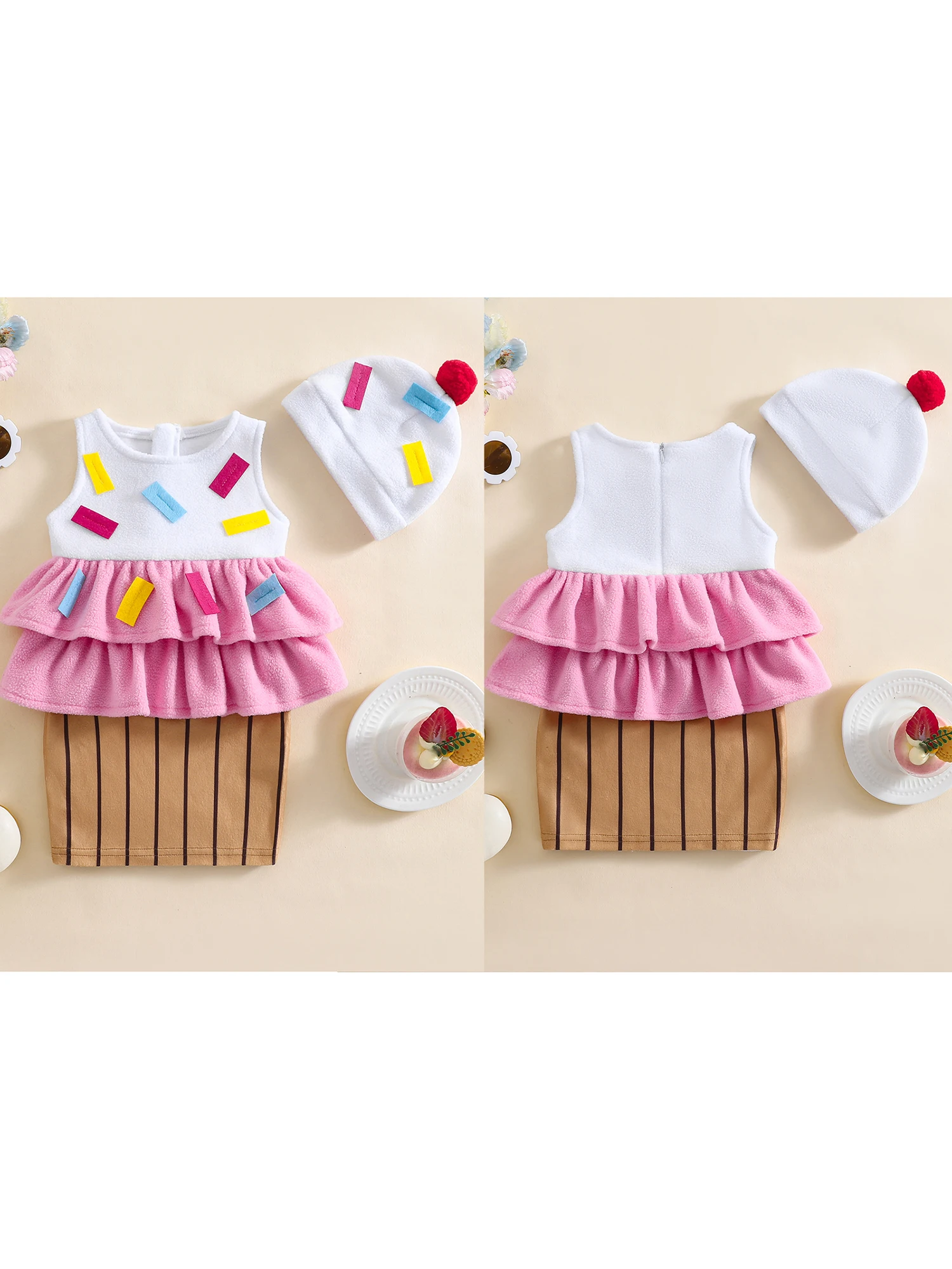 

Infant Sweet Treat Costume Set with Dress and Hat - Adorable Ice Cream Cone Outfit for Playtime and Dress-Up Fun