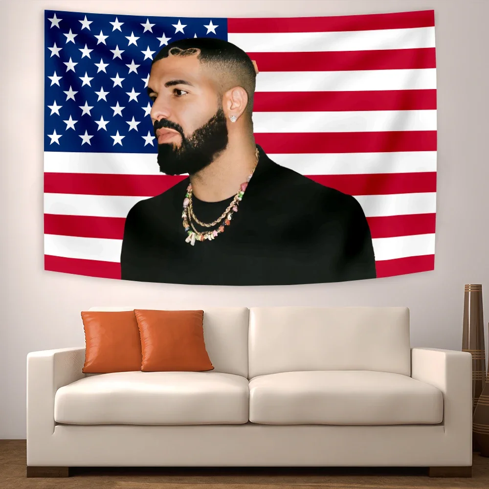 

90x70cm Rapper Tapestry Drake FlagAlbum Wall Art Poster Room Aesthetic Painting Bedroom Tapestries Living Room Walls Decorative