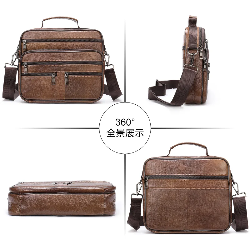 New Casual Men's Cow Leather Shoulder Bag Large Capacity Male Crossbody Bag For Men