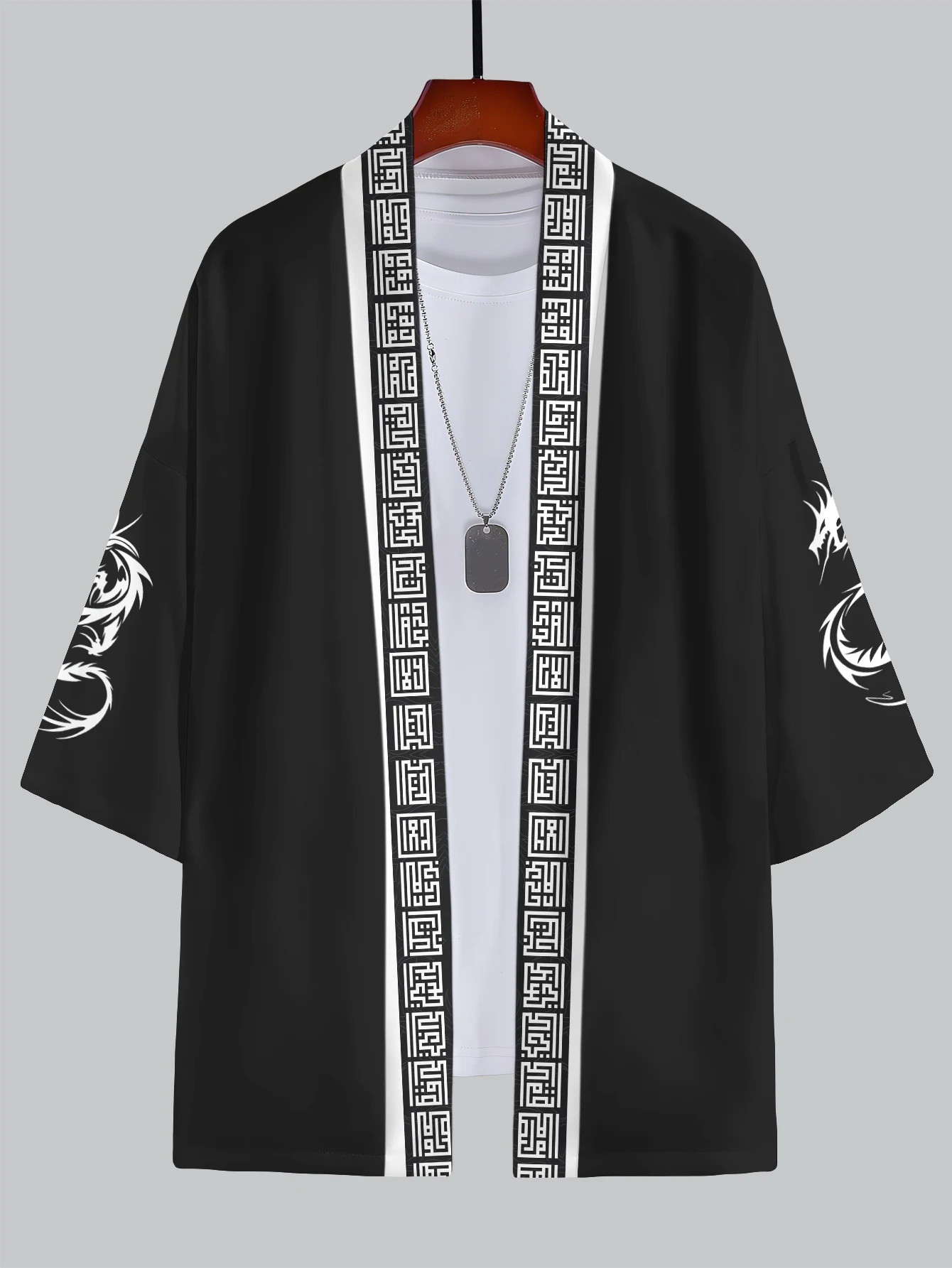 2025 New Summer Men's 3D Kimono Bundle - Dragon & Cloud Patterns