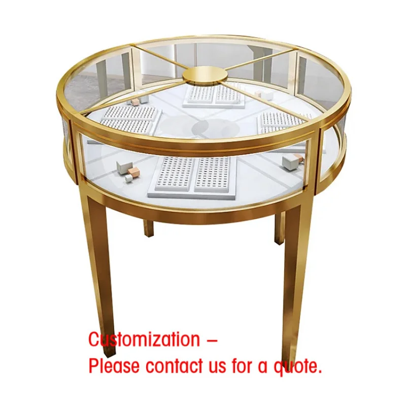 custom.WYP Oval Round Jewelry Showcase Glass Jewellery Shop Furniture Stainless Steel Jewelry Display Rack