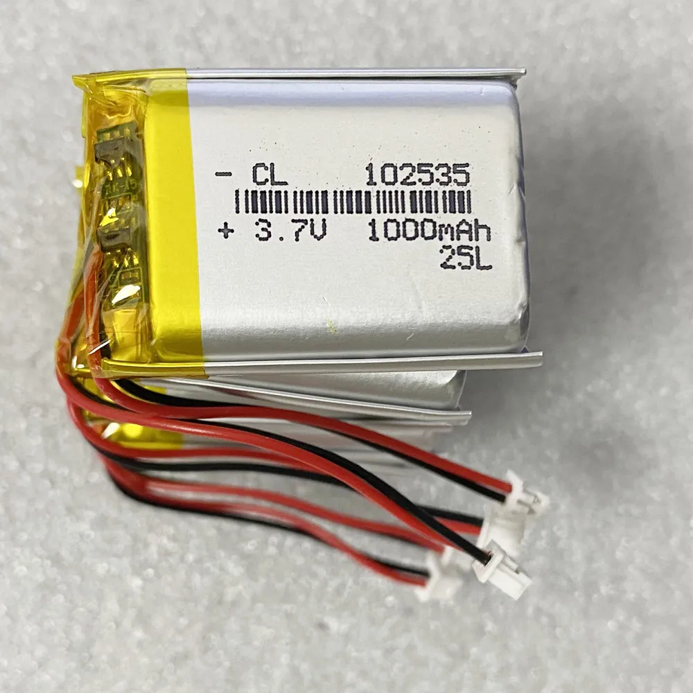 102535 3.7V 1000mAh With JST 1.25mm Rechargeable Polymer Lithium Battery for Electronics Medical Aesthetic Equipment Telephone