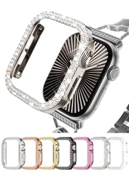Diamond Cover For Apple watch Case 42mm 46mm Series 10 accessories Bling Rhinestone PC Bumper Protector Face iWatch Protective