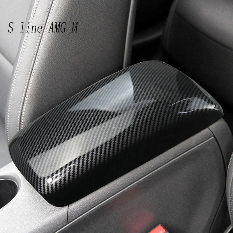 For Mercedes Benz A B GLA CLA Class W176 X156 C117 W246 Car Stickers Trim Stowing Tidying Armrest Box Panel Carbon fiber Cover