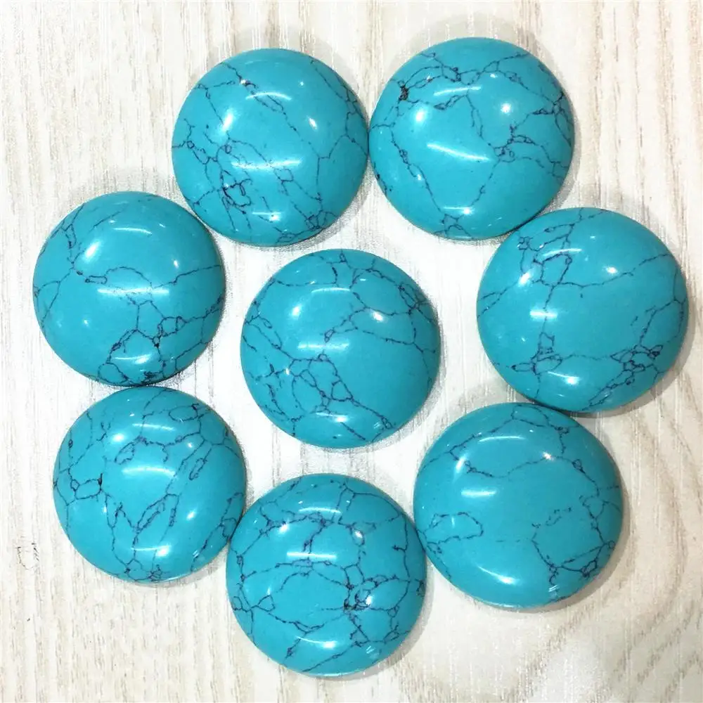 30MM Natural Stone Cabochons Round Beads  Roses Quartz Malachite Agate Opal Unakite Fashion For Jewelry Making Wholesale 12PCS