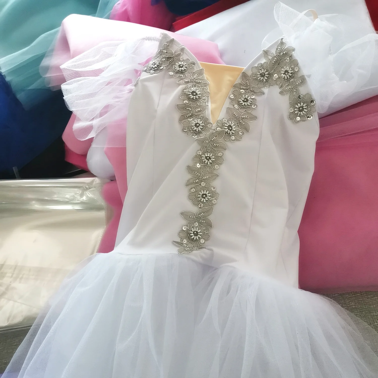 Robe longue blanche pour femmes, jupe tutu de ballet, fzLake Sling, costume professionnel pour filles, Chica Bailadhésive éducative