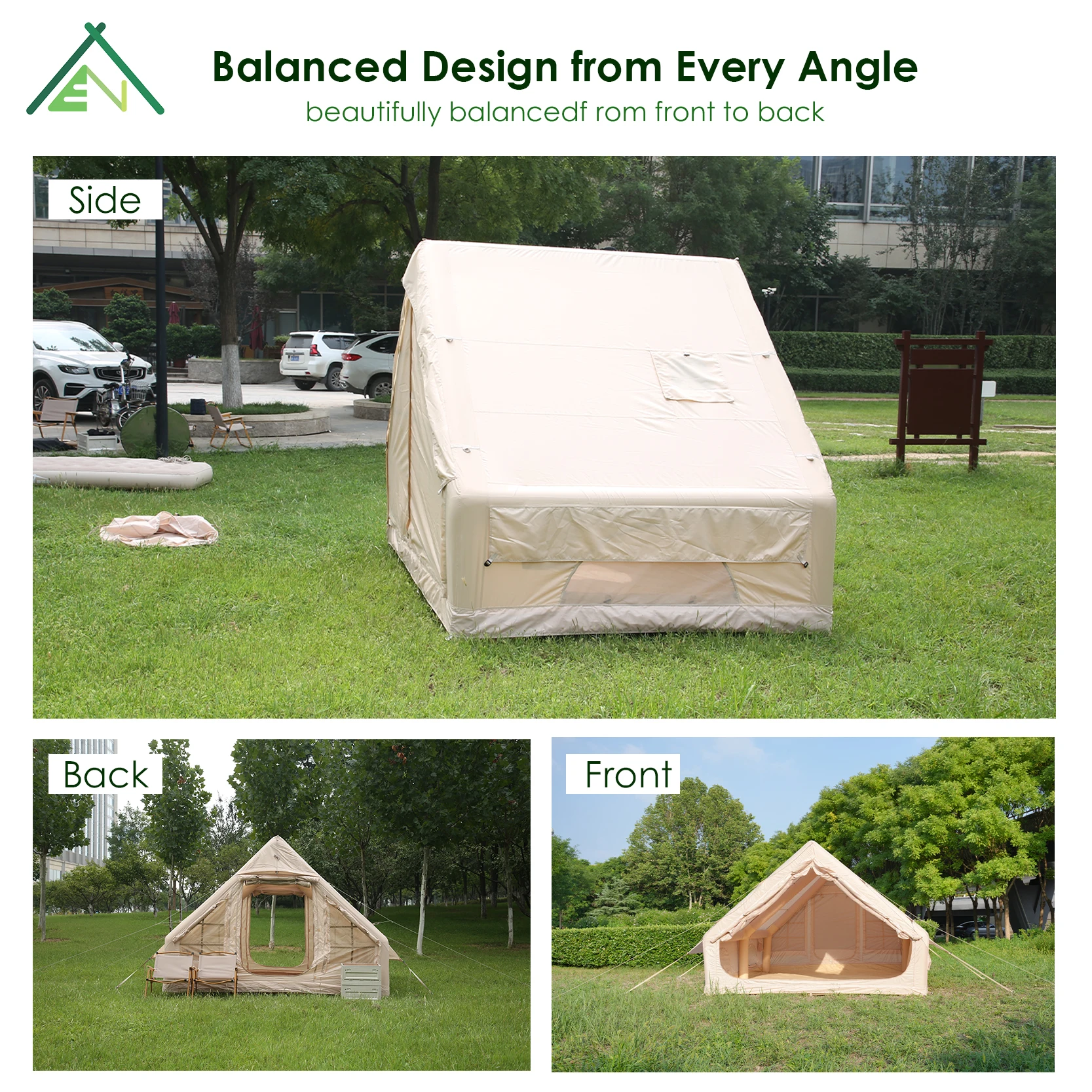 Lightweight 6.3sqm Inflatable Tent For Camping Waterproof Four-Season Air Beam Shelter With Dual Doors And Skylight