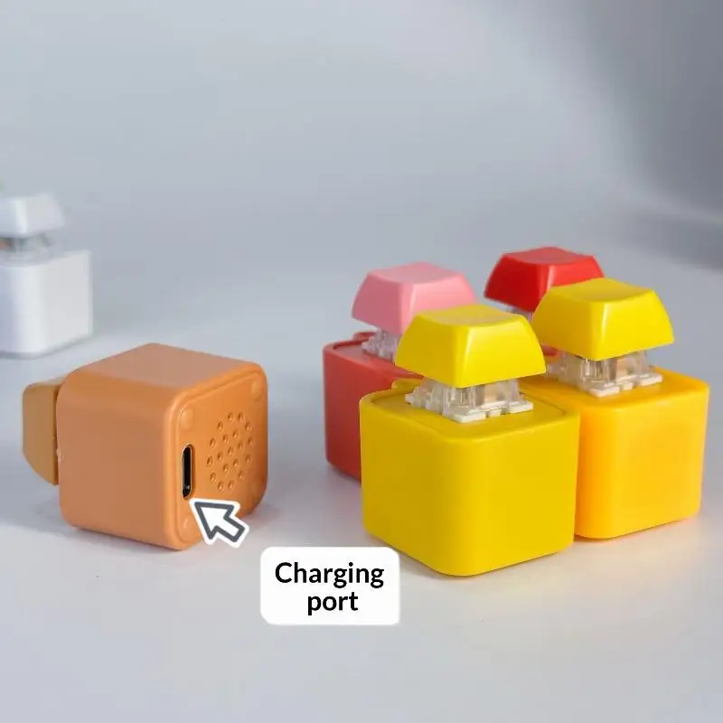 Portable Keyboard Clicker Sound Keyring Rechargeable Recording LED Light Stress Relief Fidget Toy for ADHD Users Adults