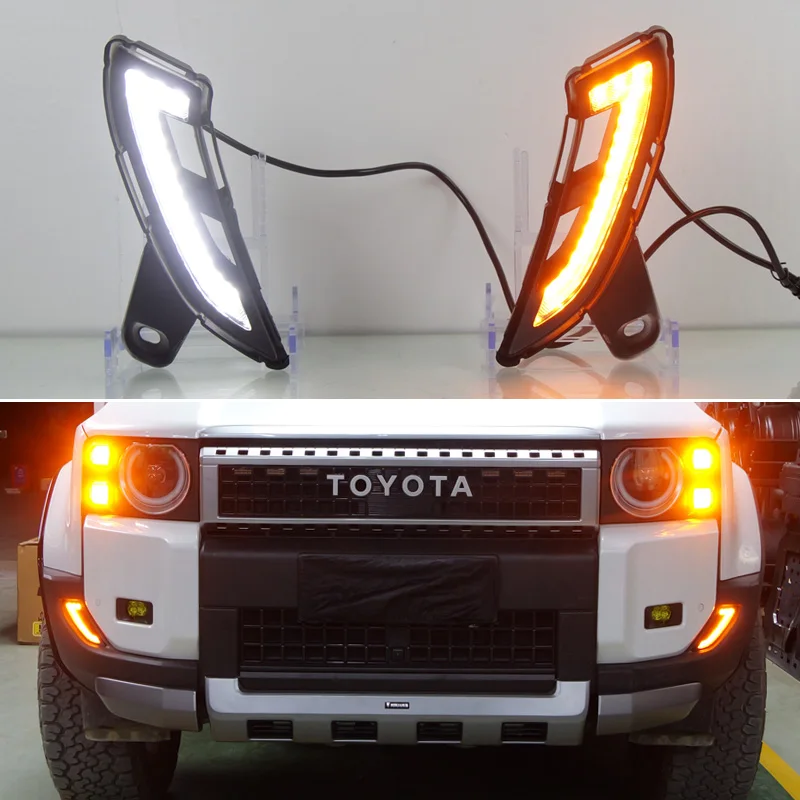 

LED Daytime Running Light For Toyota Land Cruiser Prado LC250 2024 2025 Turn Signal IndicatorCar Headlight DRL Fog Lamp Daylight