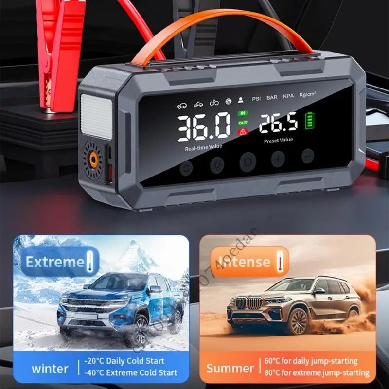 Car Emergency Inflator and Jump Starter with ABS Housing Unit 