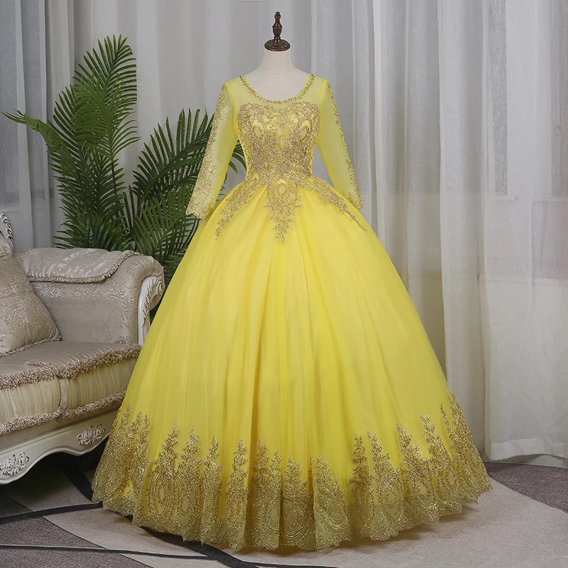 Quinceanera Dresses Loang Sleeve Prom Dress Sweet Party Dress Elegant Ball Gown Classic Lace Real Photo Vestidos Plus Size