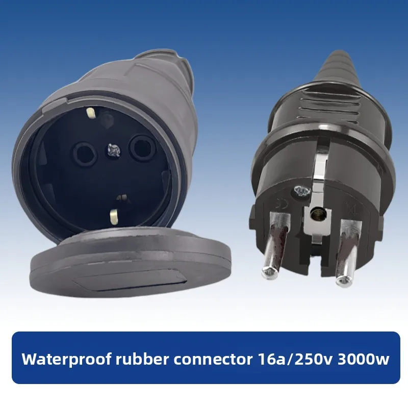 

European IP44 high-power industrial rubber waterproof plug socket, male and female docking stage, European connector