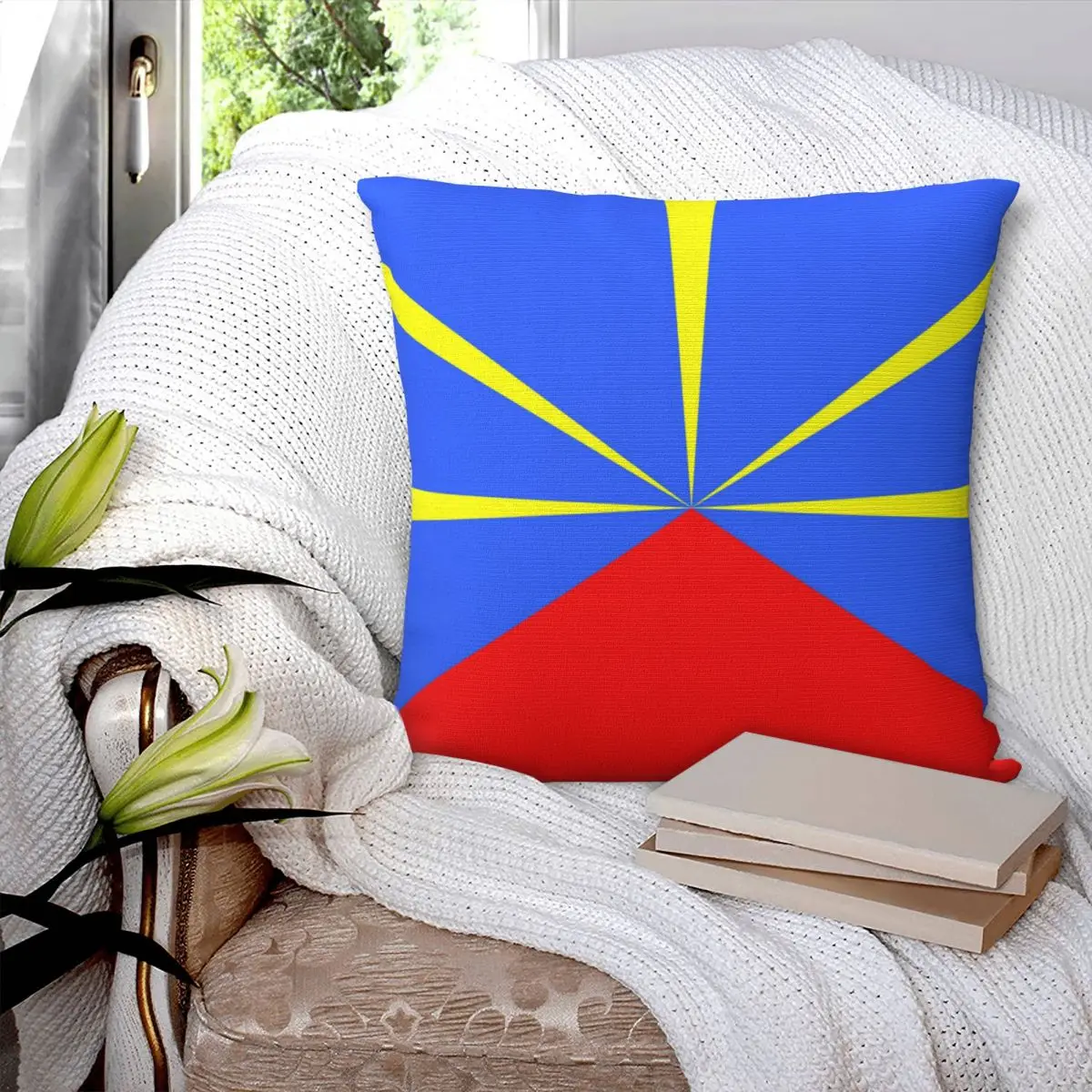 974 Reunion Island Flag Square Pillowcase Pillow Cover Polyester Cushion Decor Comfort Throw Pillow for Home Living Room