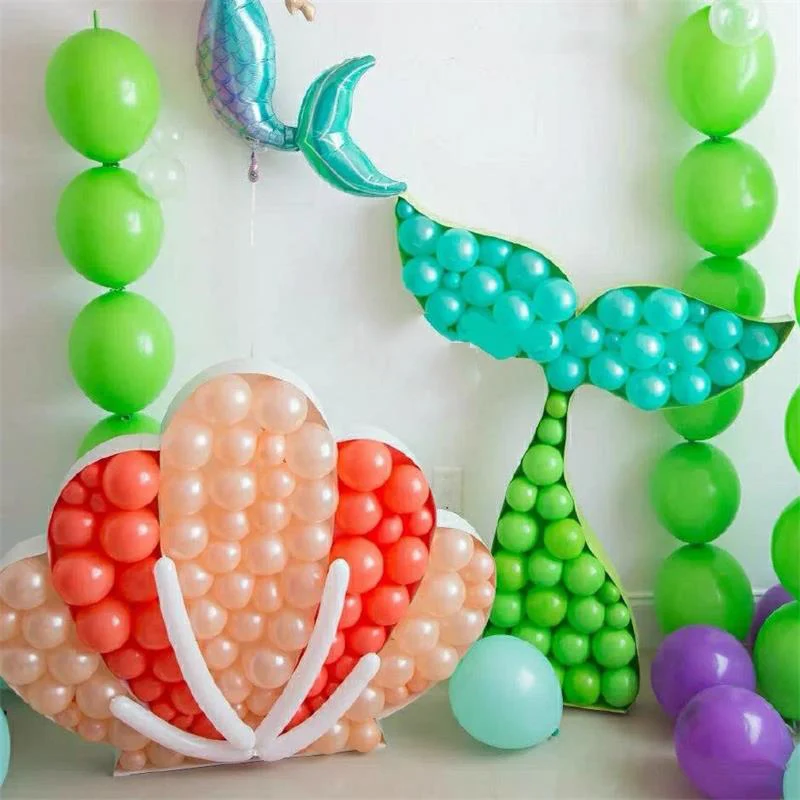 1pc DIY Mermaid Seahorse Shell Mosaic Frame Stand Balloon Filling Number Box Birthday Party Kids Toy Baby Shower Decoration